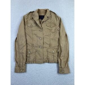 Banana Republic Jacket Womens Small Tan Linen Cotton Utility Military Safari